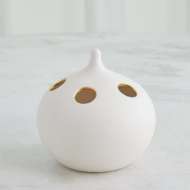 Picture of OH NO VASES-MATTE WHITE/GOLD RIM