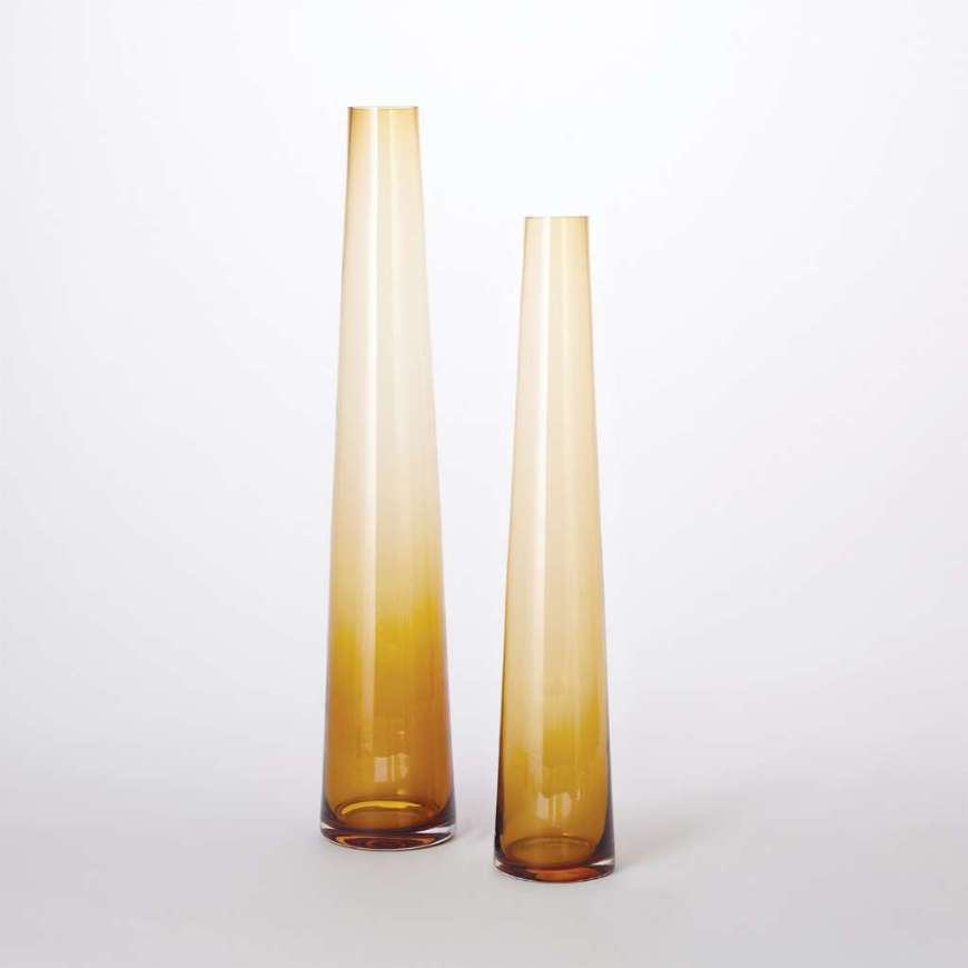 Picture of GLASS TOWER VASES-AMBER