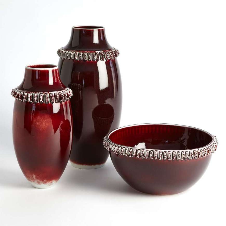 Picture of RUFFLE VASE AND BOWL COLLECTION-OXBLOOD