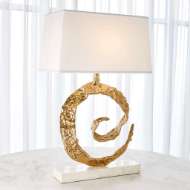 Picture of SWIRL LAMP-BRASS-WHITE MARBLE