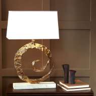 Picture of SWIRL LAMP-BRASS-WHITE MARBLE