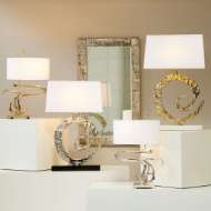 Picture of SWIRL LAMP-BRASS-WHITE MARBLE