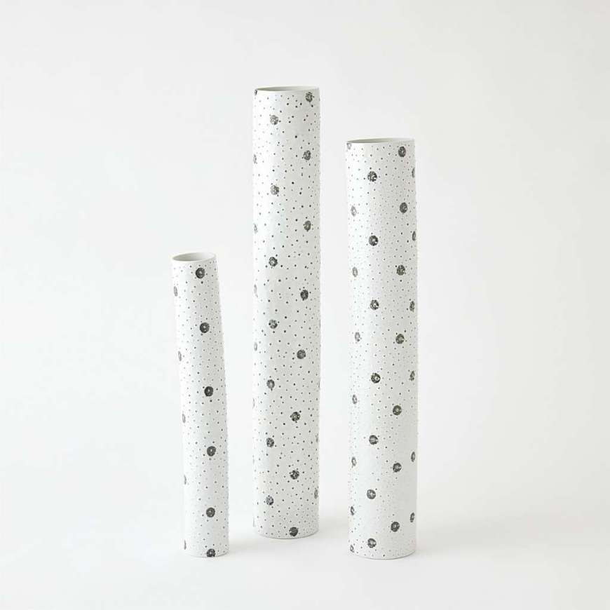 Picture of SPOTTED TUBE VASES-WHITE W/BLACK SPOTS