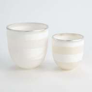 Picture of STRIPED ALABASTER BOWL-WHITE/SILVER