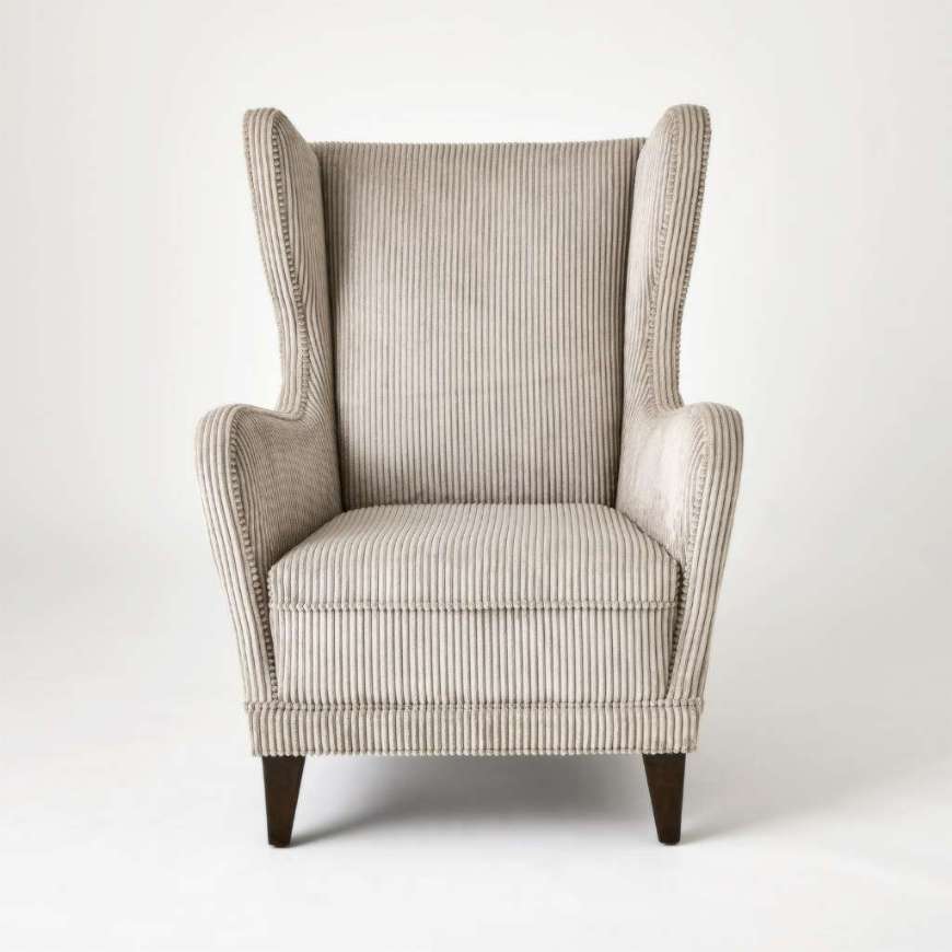 Picture of WING CHAIR-WIDE WALE CORDUROY-SMOKE