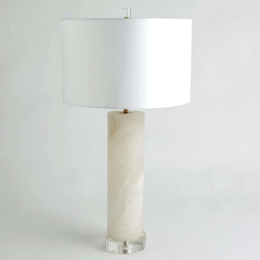 Picture of ALABASTER CYLINDER TABLE LAMP-BRASS