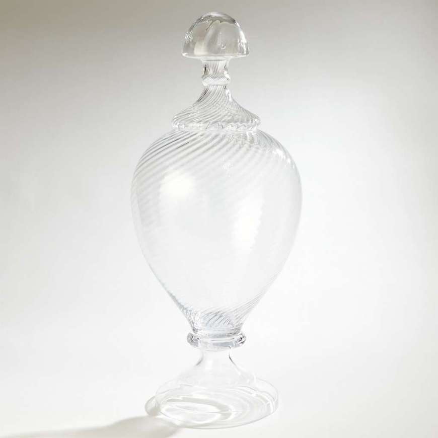 Picture of SPIRALED GLASS LIDDED JAR