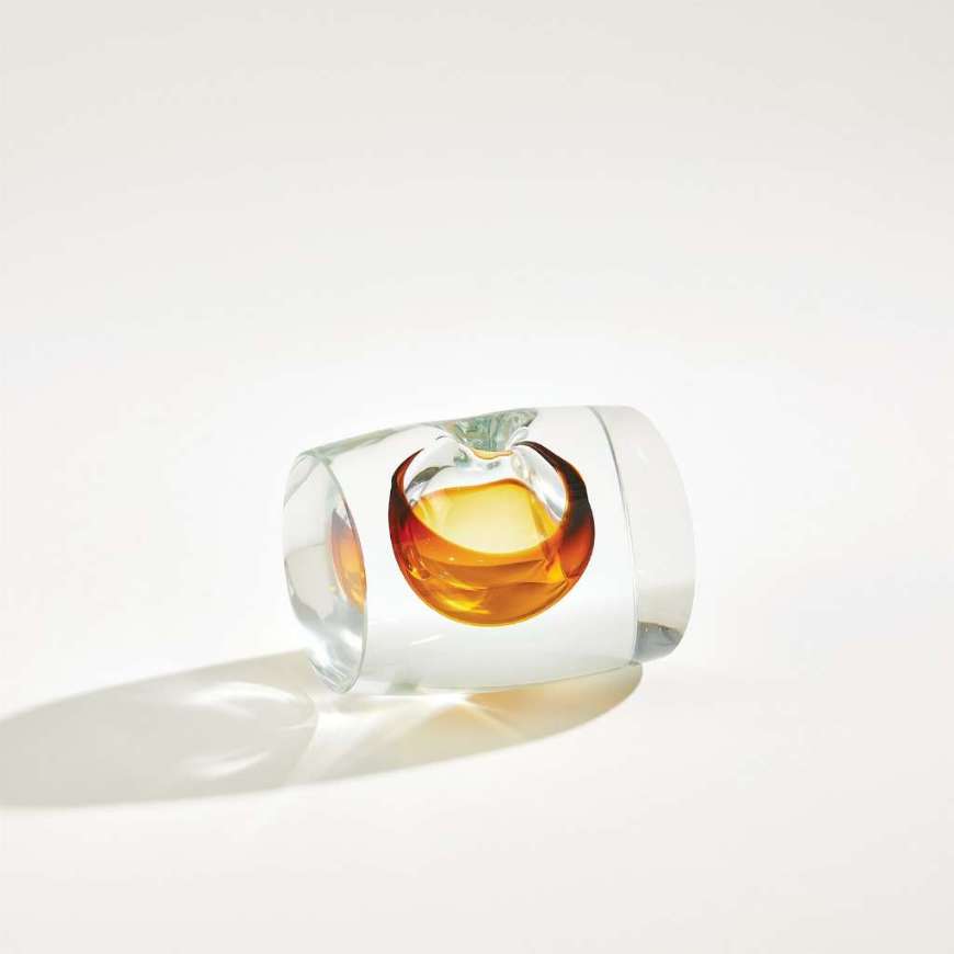 Picture of BARREL VASE-AMBER/CLEAR