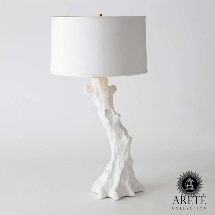 Picture of FAUX BOIS LAMP-WHITE W/WHITE SHADE