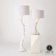 Picture of FAUX BOIS LAMP-WHITE W/WHITE SHADE