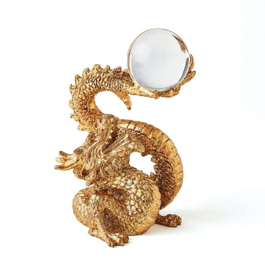 Picture of DRAGON HOLDING SPHERE-GOLD LEAF