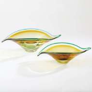 Picture of BENT LEAF BOWLS-AQUA/AMBER