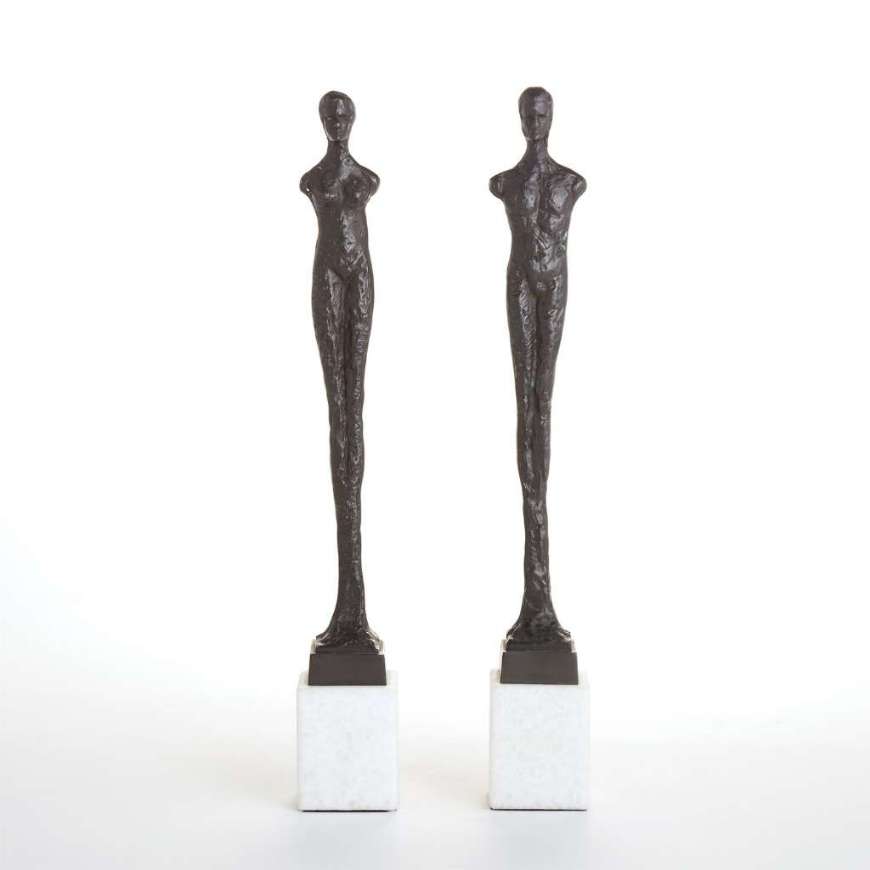 Picture of PAIR OF CONTEMPO STATUES-BLACK W/WHITE LIMESTONE