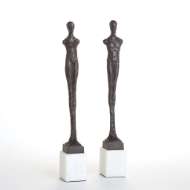 Picture of PAIR OF CONTEMPO STATUES-BLACK W/WHITE LIMESTONE