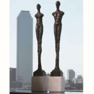 Picture of PAIR OF CONTEMPO STATUES-BLACK W/WHITE LIMESTONE