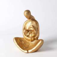 Picture of SEATED MOTHER WITH INFANT SCULPTURE-GOLD LEAF