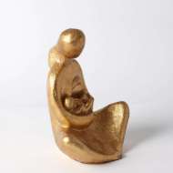 Picture of SEATED MOTHER WITH INFANT SCULPTURE-GOLD LEAF