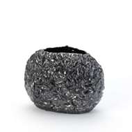 Picture of CRINKLED PAPER OVAL VASE-SILVER