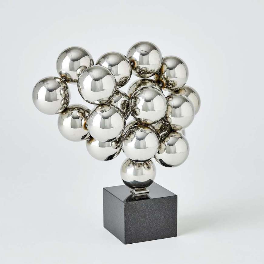 Picture of SPHERE SCULPTURE-NICKEL W/BLACK GRANITE