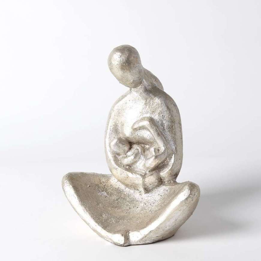 Picture of SEATED MOTHER WITH INFANT SCULPTURE-SILVER LEAF