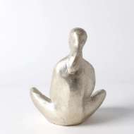 Picture of SEATED MOTHER WITH INFANT SCULPTURE-SILVER LEAF