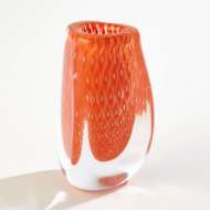 Picture of TRIANGULAR BUBBLED VASE-ORANGE