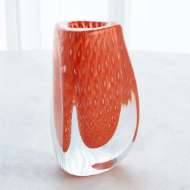 Picture of TRIANGULAR BUBBLED VASE-ORANGE