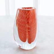 Picture of TRIANGULAR BUBBLED VASE-ORANGE