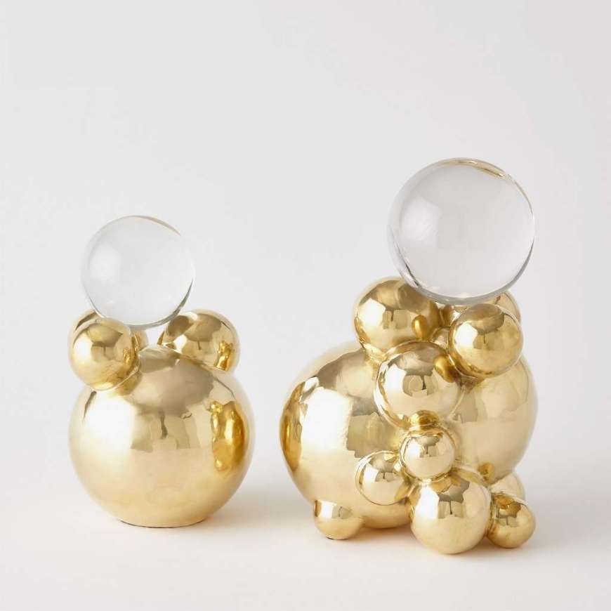 Picture of BUBBLE ORB HOLDER W/CRYSTAL SPHERE IN BRASS COLLECTION