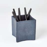 Picture of FOLDED LEATHER PENCIL CUP-BLUE WASH