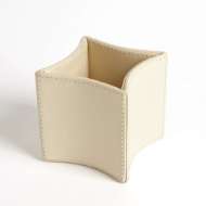 Picture of FOLDED LEATHER PENCIL CUP-IVORY