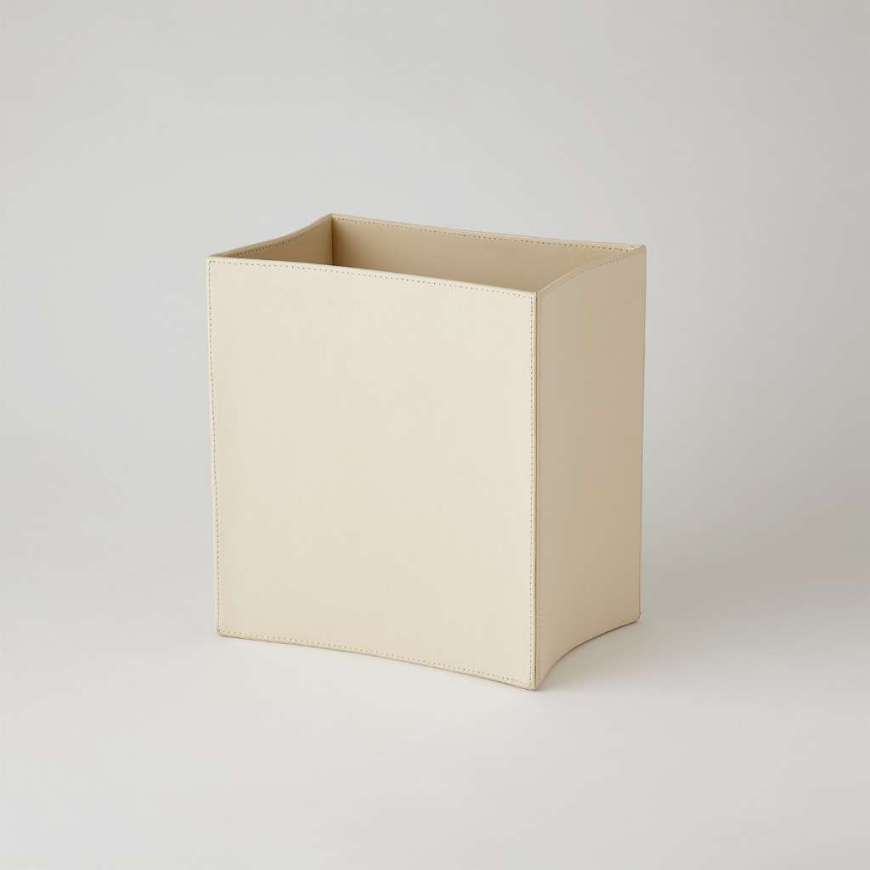 Picture of FOLDED LEATHER WASTE BASKET-IVORY