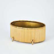 Picture of CORRUGATED BAMBOO CACHEPOT-BRASS