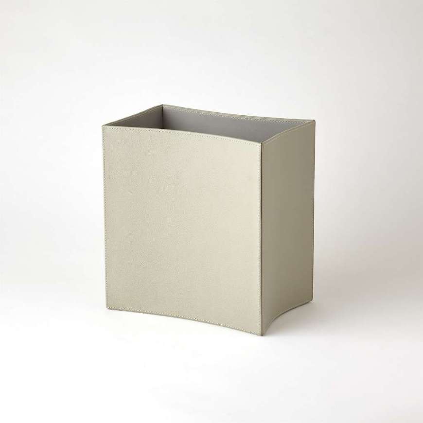 Picture of FOLDED LEATHER WASTE BASKET-GREY