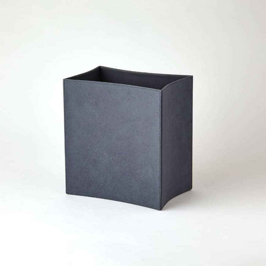 Picture of FOLDED LEATHER WASTEBASKET-BLUE WASH