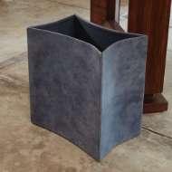 Picture of FOLDED LEATHER WASTEBASKET-BLUE WASH