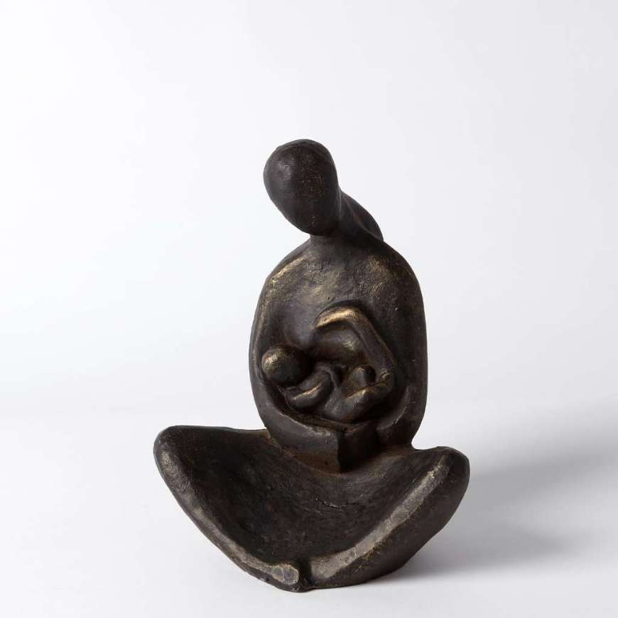 Picture of SEATED MOTHER WITH INFANT SCULPTURE-BRONZE