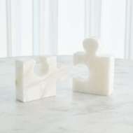 Picture of S/2 JIGSAW BOOKENDS-WHITE