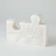 Picture of S/2 JIGSAW BOOKENDS-WHITE