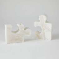 Picture of S/2 JIGSAW BOOKENDS-WHITE