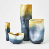 Picture of INDENT VASES & BOWL-GREY/YELLOW