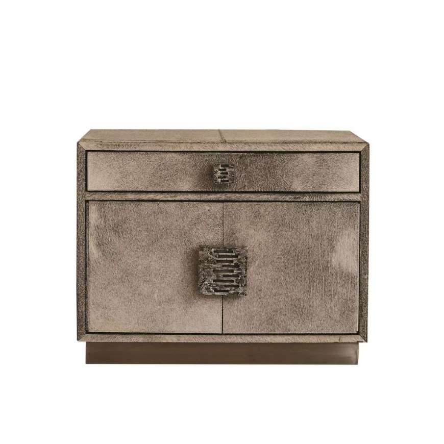 Picture of METRO NIGHTSTAND - GREY HAIR-ON-HIDE