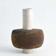 Picture of RUST CYLINDER RAKU VASE-FLARED BASE