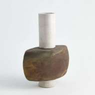 Picture of RUST CYLINDER RAKU VASE-FLARED BASE