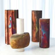 Picture of RUST CYLINDER RAKU VASE-FLARED BASE