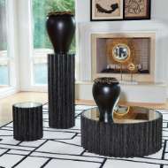 Picture of REFLECTIVE COLUMN PEDESTAL-BLACK CERUSED OAK