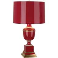 Picture of ANNIKA ACCENT LAMP IN RED LACQUERED PAINT AND NATURAL BRASS WITH IVORY CRACKLE ACCENTS 2505