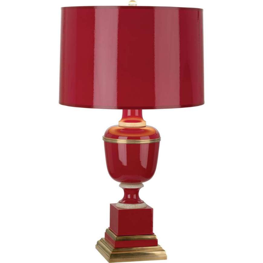 Picture of ANNIKA ACCENT LAMP IN RED LACQUERED PAINT AND NATURAL BRASS WITH IVORY CRACKLE ACCENTS 2505