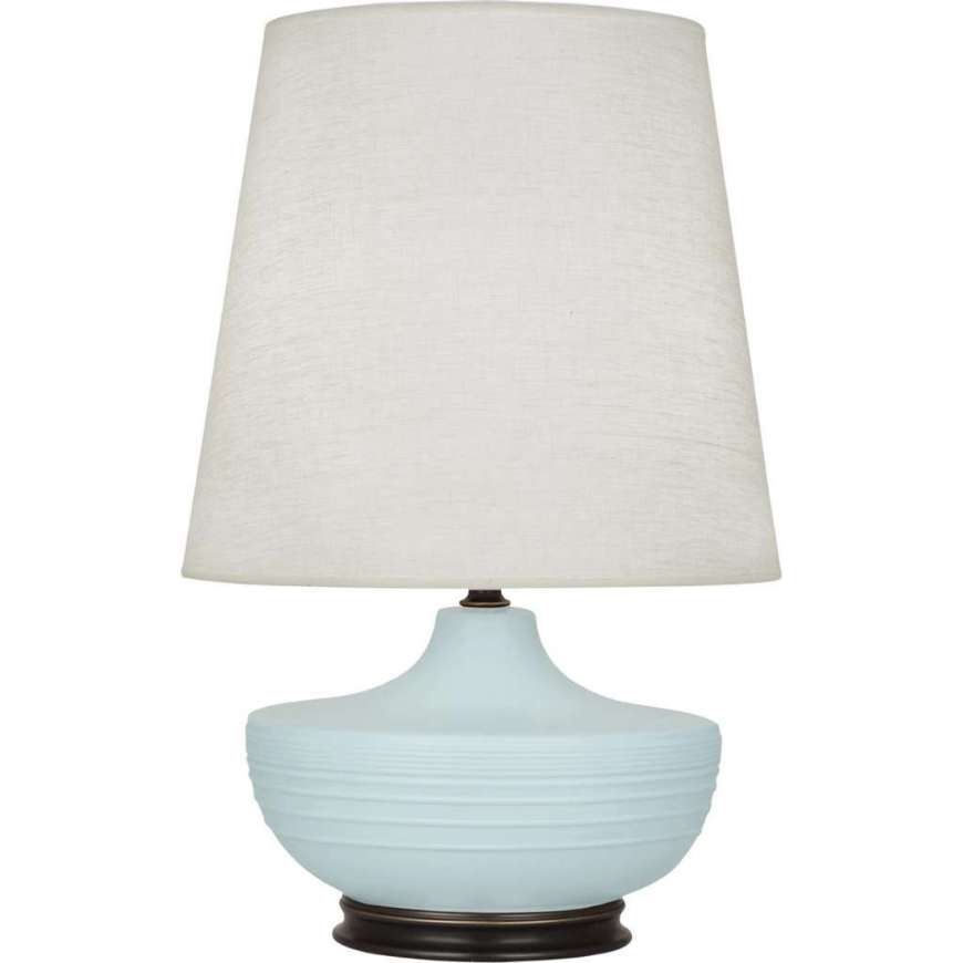 Picture of MATTE SKY BLUE MICHAEL BERMAN NOLAN TABLE LAMP IN MATTE SKY BLUE GLAZED CERAMIC WITH DEEP PATINA BRONZE ACCENTS MSB25