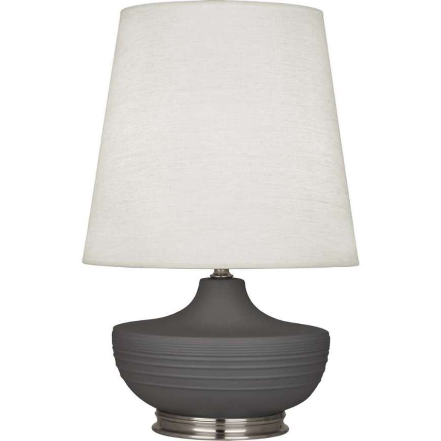 Picture of MATTE ASH MICHAEL BERMAN NOLAN TABLE LAMP IN MATTE ASH GLAZED CERAMIC WITH DARK ANTIQUE NICKEL ACCENTS MCR23